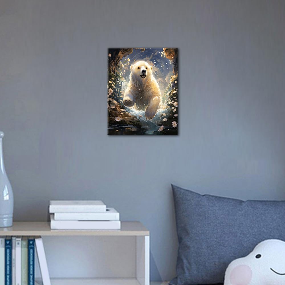 TUMOVO Animal Paint by Number Polar Bear in The Forest Paint by Numbers Kit for Adults with Brushes and Pigment, Art Crafts DIY Oil Painting for Home Wall Decoration, 16x20 Inch TUMOVO