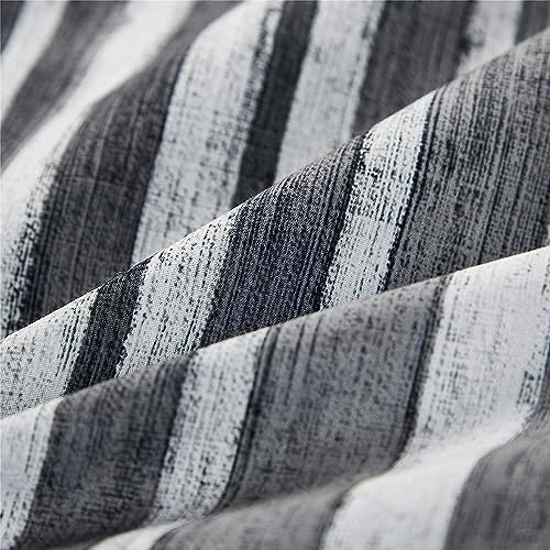 KAKIJUMN 5 Piece Bed in a Bag Stripe Comforter Set Twin Size, White Grey Black Patchwork Striped Comforter and Sheet Set, All Season Soft Microfiber Complete Bedding Sets(Grey,Twin) KAKIJUMN