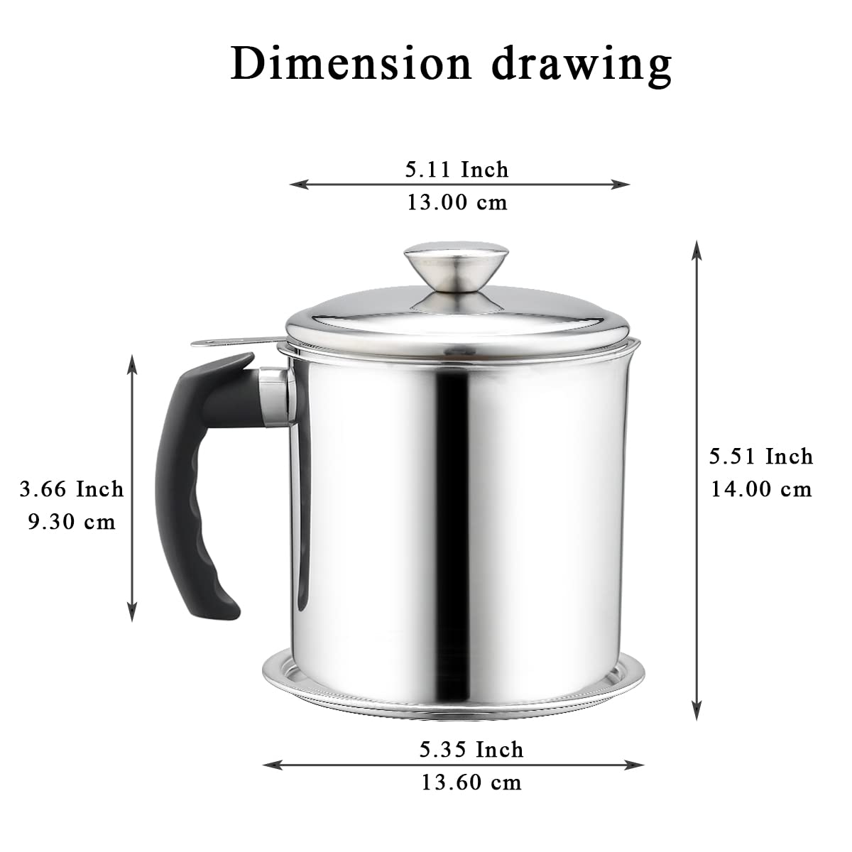 Kyraton Bacon Grease Container With Strainer, 48 oz Stainless Steel Oil Container, Pot Fat Storage With Lid, Easy Grip Handle Suitable For Storing Frying Oil And Cooking Grease 1. Silver Kyraton