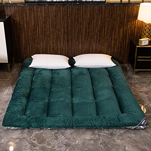ALEEIK Plush Full Size Floor Mattress, Winter Ultra Warm Mattress Topper Foldable Bed Roll Up Camping Mattress Trifold Futon Mattress(120x200cm(47x79inch), Green) ALEEIK