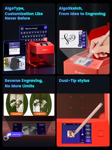 AlgoLaser Pixi 1064nm Infrared Laser Engraver (1.5W/1500mW) - Portable Laser Engraver Machine with 3.5" Touchscreen & AlgoOS System - Jewelry & Metal Engraving for Gift Customize,Making/Business AlgoLaser