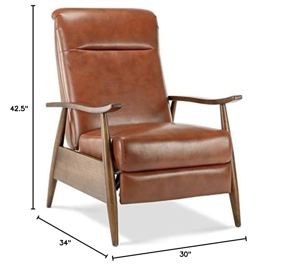 Comfort Pointe Solaris Caramel Faux Leather Wooden Arm Push Back Recliner Chair Comfort Pointe
