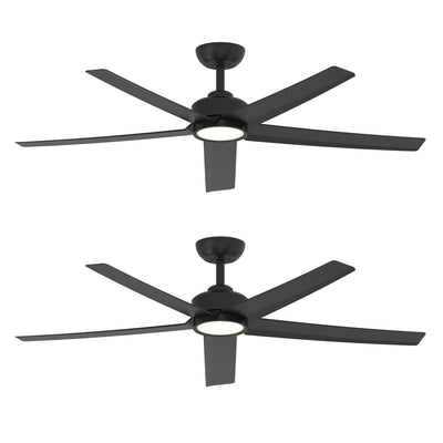 ocioc 52 inch Ceiling Fans with Lights, 2 Pack Black Ceiling Fan with Light and Remote Control, 3CCT, Quiet DC Motor, 5 Blades Modern Ceiling Fan for Living Room Farmhouse Bedroom
