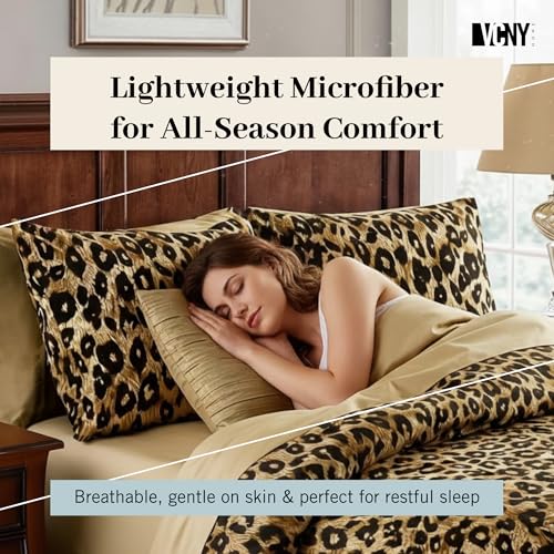 VCNY Home Bed in a Bag 8-Piece Bedding Set - Queen Size | Cheetah Print Shams, Decorative Pillows & Pillowcases | Elevate Your Home Decor | Luxurious, Soft & Cozy | No-Wrinkle Microfiber Polyester VCNY Home