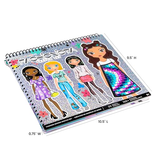 Fashion Angels Fashion Design Sketch Portfolio - Sketch Book for Beginners, Sketch Pad with Stencils and Stickers for Kids 6 and Up, Brown(Covers May Vary) Fashion Angels