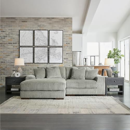 Signature Design by Ashley Lindyn Contemporary L-Shaped 2-Piece Sectional with Chaise for Living Room, Gray Signature Design by Ashley