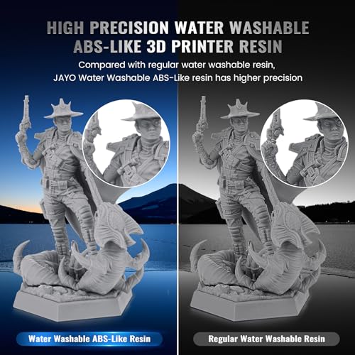 JAYO 3kg Water Washable ABS-Like Resin Grey, Toughness & Easy Water Wash, High-Precision, Low-Shrinkage Formula with Fast Curing, Universal LCD/DLP/SLA Printer Compatible (Grey, 3kg)