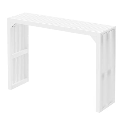 ROOMTEC Narrow Console Tables for Entryway, 46" Solid Wood Console Table Behind Couch, Farmhouse Entryway Table with Storage, Console Tables for Living Room, Hallway, Foyer (White, Console Table)