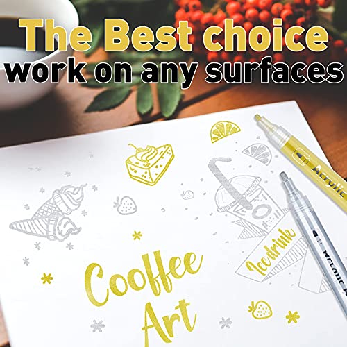 AKARUED Black Acrylic Paint Markers: 8 Pack Black Paint pen, Acrylic Black Paint Marker for Rock Painting, Stone, Wood, Glass, Metallic, Ceramic, Graffiti, Paper, Drawing, Water-Based Paint pens Sets AKARUED