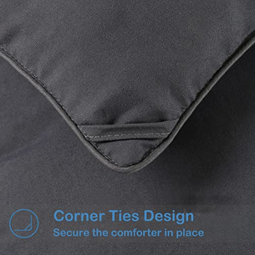 EASELAND Twin XL Down Alternative Comforter - Quilted Duvet Insert for All Seasons, Soft Lightweight with Corner Tabs, Summer Winter Warm Bedding, Dark Grey 68×92 Inches EASELAND