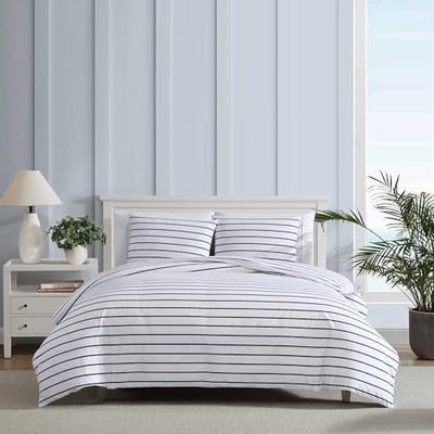 Nautica - Full/Queen Duvet Cover Set, Super Soft Cotton Bedding with Matching Sham(s), Casual Bedding Set, Oeko-Tex Certified (Brenton Stripe Navy, Full/Queen)