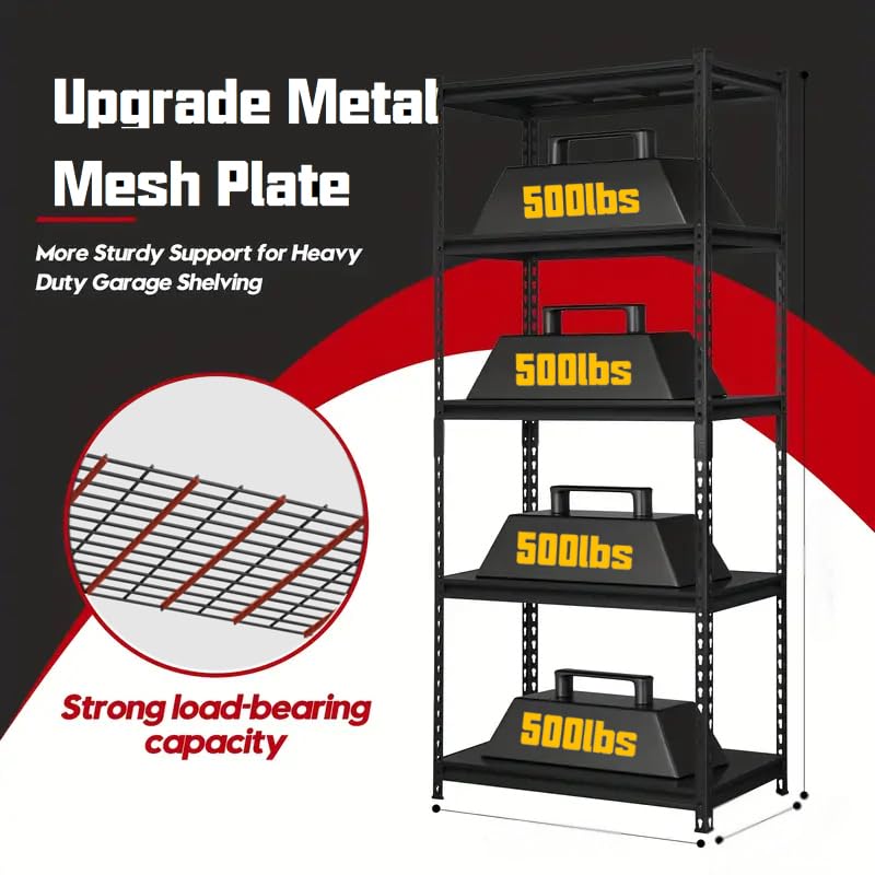 LI JIU HOME 5 Tire Storage Shelving Heavy Duty Garage Shelves 2000LBS Load Bearing, Full Metal Shelving Units, Durable Construction, Adjustable Shelves, Easy Assembly, 36''W x 16''D x 72''H LI JIU HOME