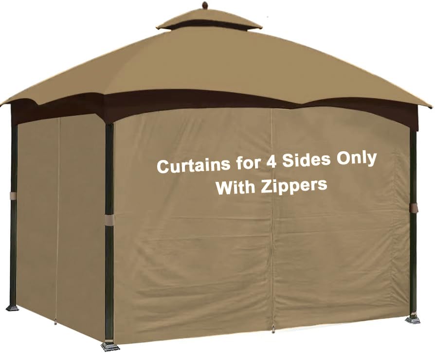 SCOCANOPY 10' x 12' Gazebo Privacy Curtain Set for Lowe's Allen Roth 10X12 Gazebo Model #GF-12S004B-1 / GF-12S004BTO/ TPGAZ17-002,Beige - WoodArtSupply