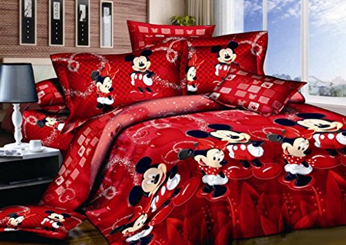 Haru Homie 100% Cotton Kids Reversible Printing Mickey Mouse Couples Duvet Cover 2PCS Bedding Set with Zipper Closure, Twin(No Comforter) Haru Homie
