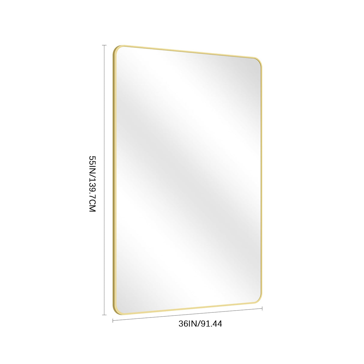 CIVENO 55"x36" Gold Bathroom Mirror, Large Rectangle Mirror, Rectangular Wall Mirror, Rounded Corner Vanity Mirror with Aluminum Metal Frame for Bathroom Bedroom Living Room CIVENO