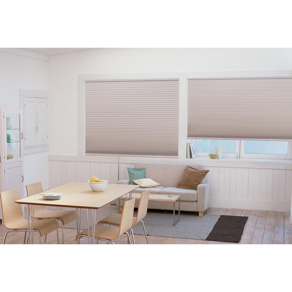 Redi Shade No Tools Easy Lift Trim-at-Home Cordless Pleated Light Blocking Fabric Shade Natural, 30" W x 64" L, (Fits windows 19 in - 30 in) Redi Shade
