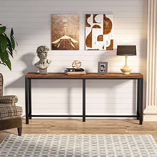 Tribesigns 70.9 inch Extra Long Console Table Behind Couch, Easy Assembly Sofa Table for Living Room Small Space, Rustic Industrial Narrow Entryway Hallway Table (Brown) Tribesigns