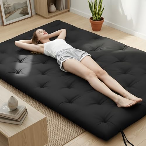 Syrinx Water Resistant Japanese Futon Mattress, Full Size 75"x54", 2.5 Inch Thick Japanese Floor Mattress Tatami Mat, Foldable Floor Bed Sleeping Pad for Dormitory Guest Room Camping Syrinx
