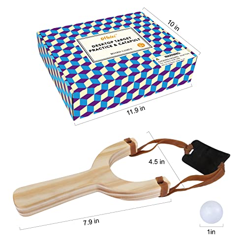 Offelec Wooden Multi-Shot Rubber Band Gun Pistol Handgun and Catapult Game with Wooden Number Target Stand for Kids and Adults. Party and Family Offelec