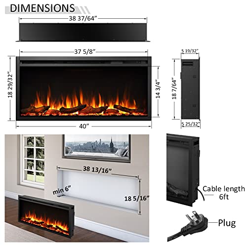 LegendFlame 40" W Austin in Wall Recessed & Wall Mounted Electric Fireplace (EF286A) Legend Flame