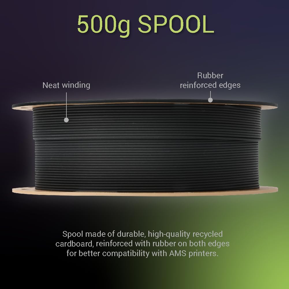 Polymaker Fiberon PA6-CF Carbon Fiber Nylon Filament 1.75mm Black 0.5kg, Fiberon PA6-CF Nylon Warp Free 1.75mm 3D Printing Filament POLYMAKER