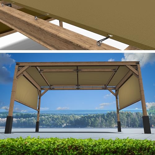 ShadeMart 12' x 18' Sand Beige Pergola Sun Shade Canopy Replacement Cover UPF50, Commercial Grade 260 GSM Cloth for Outdoor Patio, Garden, Deck, Backyard (We Make Custom Size) ShadeMart