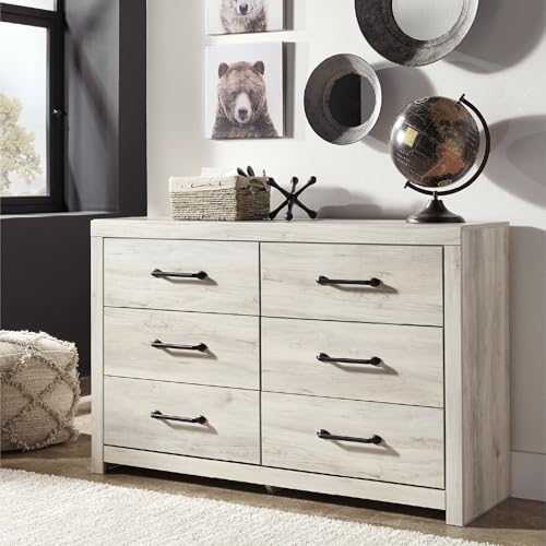 Signature Design by Ashley Cambeck Farmhouse Industrial 6 Drawer Dresser, Whitewash Signature Design by Ashley