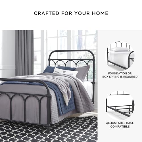 Signature Design by Ashley Nashburg Farmhouse Industrial Twin Metal Bed with Powdercoated Finish, Matte Black Signature Design by Ashley