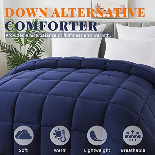 Cosybay Down Alternative Comforter (Navy Blue, Twin) - All Season Soft Quilted Twin Size Bed Comforter - Duvet Insert with Corner Tabs - Winter Summer Warm Fluffy, 64x88 inches Cosybay