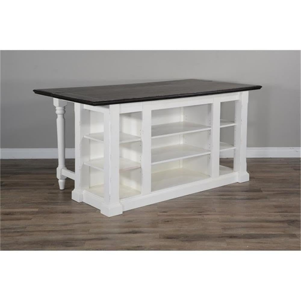 Pemberly Row Wood Kitchen Cart in Espresso (36" H x 71.5" W x 38" D) for Kitchen, Dining Room with Adjustable Shelves, 13" Drop Leaf, Easy Assembly Pemberly Row