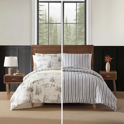 Eddie Bauer - Full/Queen Duvet Cover Set, Super Soft Bedding with Matching Sham(s), Bedding Set, Oeko-Tex Certified (Rocky Mountain Cabin Grey, Full/Queen) Eddie Bauer