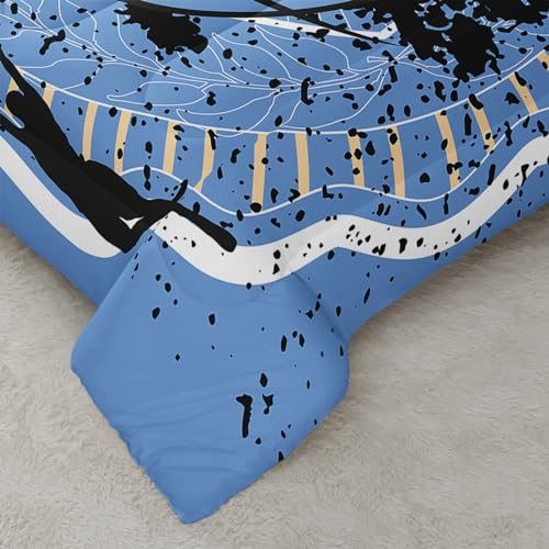 QOOMO Basketball Comforter Set for Kids Teens Boys,Blue Ball Kids Comforter,1 Comforter with 2 Pillowcase, Microfiber 3 Piece Bedding Set,Soft and Lightweight(Blue,Full Size) QOOMO