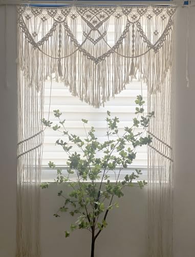 Youngeast Boho Curtains Large Macrame Curtain Macrame Wall Hanging Woven Window Curtains Wedding Backdrop Room Divider Bed Headboard Youngeast