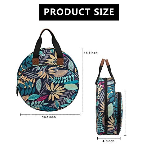looen Embroidery Project Bag, Embroidery Kits Storage Bag,Multifunctional Bag for Crochet Hooks Embroidery Floss Organizer String Bracelet Kit Sewing Thread Accessories (Blue Leaf)
