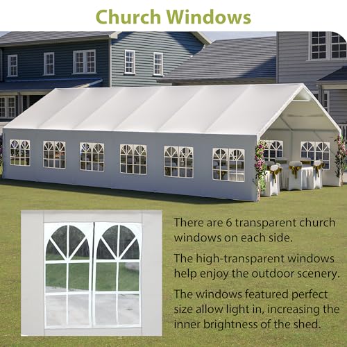 GihulaGo 20x40 ft Party Tent, Outdoor Heavy Duty Party Wedding Big Tent Event Shelters, Upgraded Galvanized Canopy with Removable Sidewalls, Doors, 4 Sandbags and 3 Carry Bags GihulaGo