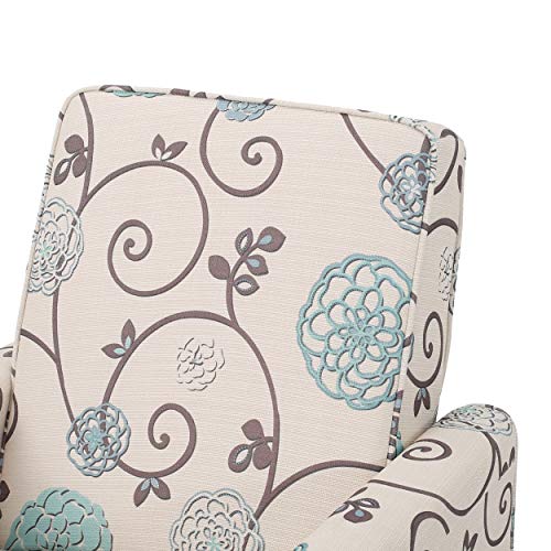Christopher Knight Home Dufour White and Blue Floral Fabric Recliner 26.75D x 34W x 36.25H in Christopher Knight Home