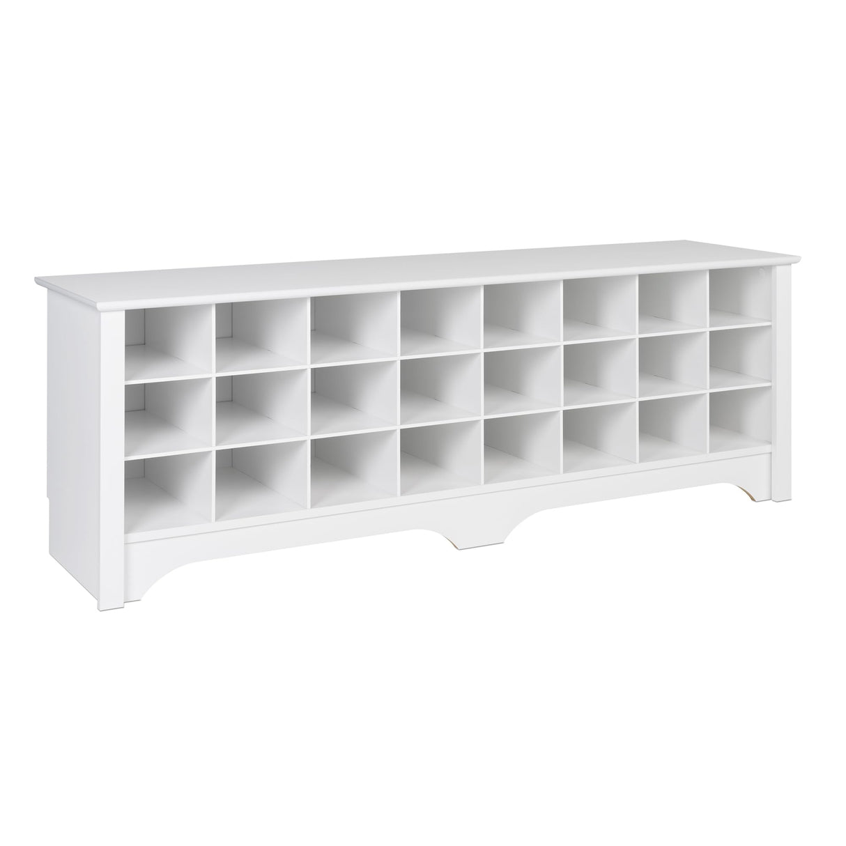 Prepac White Hall Bench with Storage and Seating: 24-Shoe Cubby Bench, Ideal White Shoe Rack for Entryway, Sized 15.5" D x 60" W x 20.25" H Prepac