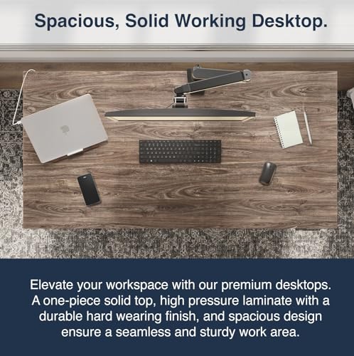 Desky Electric Standing Desk, 47.2" Laminate Height Adjustable Sit Stand Desk, Dual Motor, 4 Memory Presets, Ergonomic Computer Workstation for Home Office – Burnished Wood Top and Space Gray Frame Desky