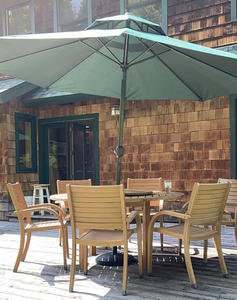 Amazonia Powell 7-Piece Wood Patio Dining Set | Round Eucalyptus Table with Lazy Susan | Ideal for Outdoors Amazonia