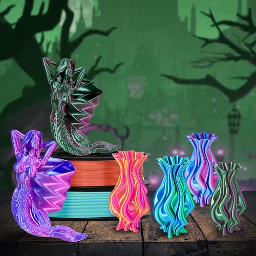 YOUSU Silk Dual Color PLA Filament 3D Filament Coextrusion PLA Multicolor PLA Filament 1.75mm (± 0.03 mm) Compatible with Most of 3D Printer, 4x250g Silk Pack A Yousu