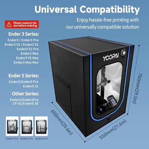 3D Printer Enclosure with Ventilation Kit, LED Light,Thermo-hygrometer,Fan Fume Extraction Kit,Dustproof Tent Constant Temperature Protective Cover For Creality Ender 3/Ender 3 Pro/Ender 3V2/Ender 3S1 UNIDO