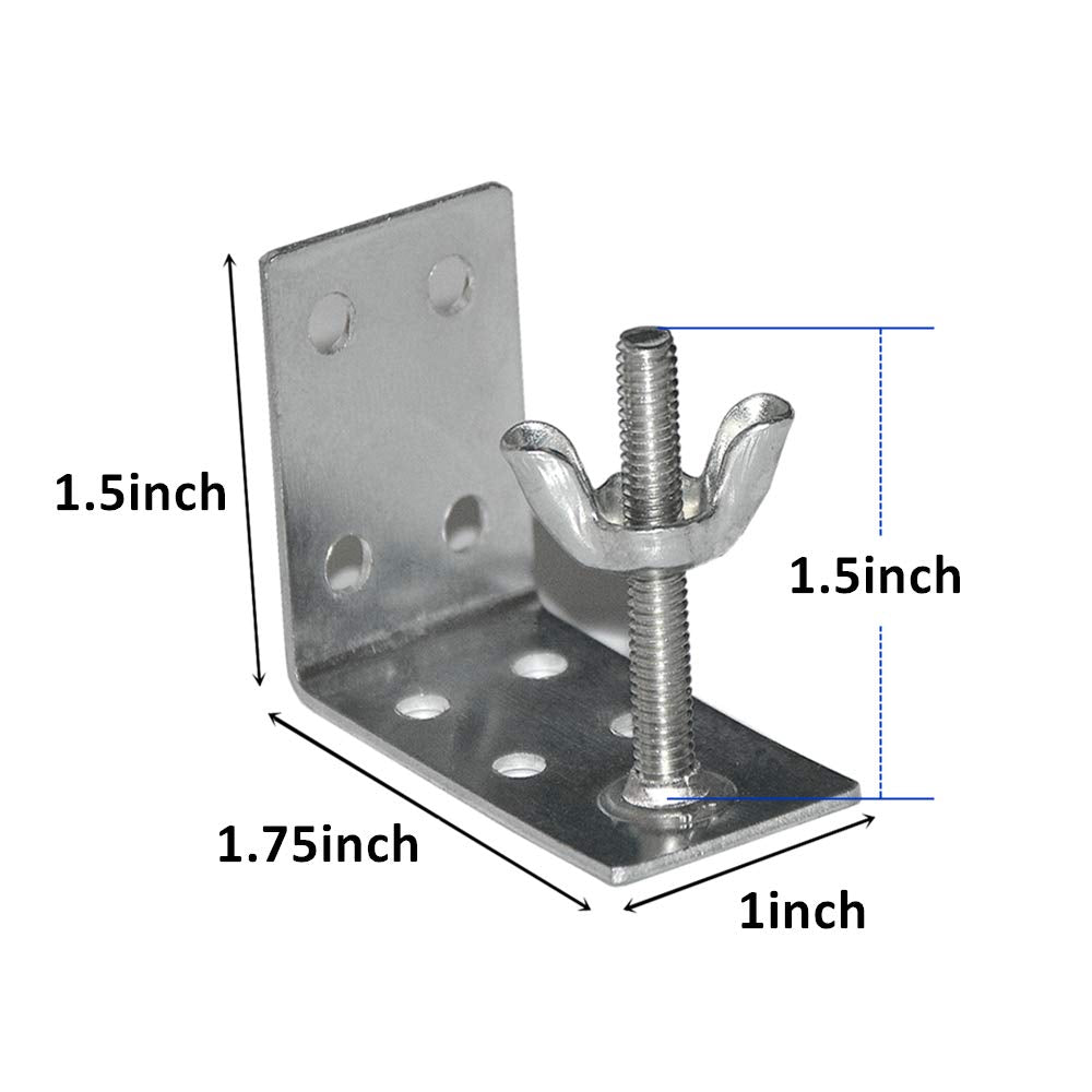 2pcs Mounting L Bracket and wingnut for Woven Wood or Bamboo Shade Universal Design for Inside, Ceiling or Wall Mount Roman Fold Shade Cutelec