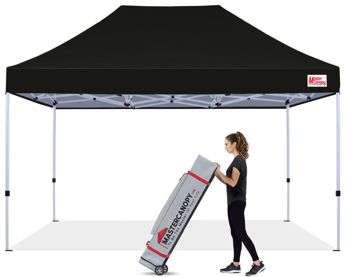 MASTERCANOPY Pop Up Canopy Tent Commercial Grade 10x15 Instant Shelter (Black) MASTERCANOPY
