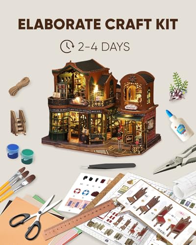 DIY Miniature House Kit, DIY Dollhouse Kit for Adults to Build, Mini Magic House Miniature kit, Model Building Book Nook Diorama Kit, Ideal Gifts for Mothers Day Birthday Christmas(Magic Book Shop)