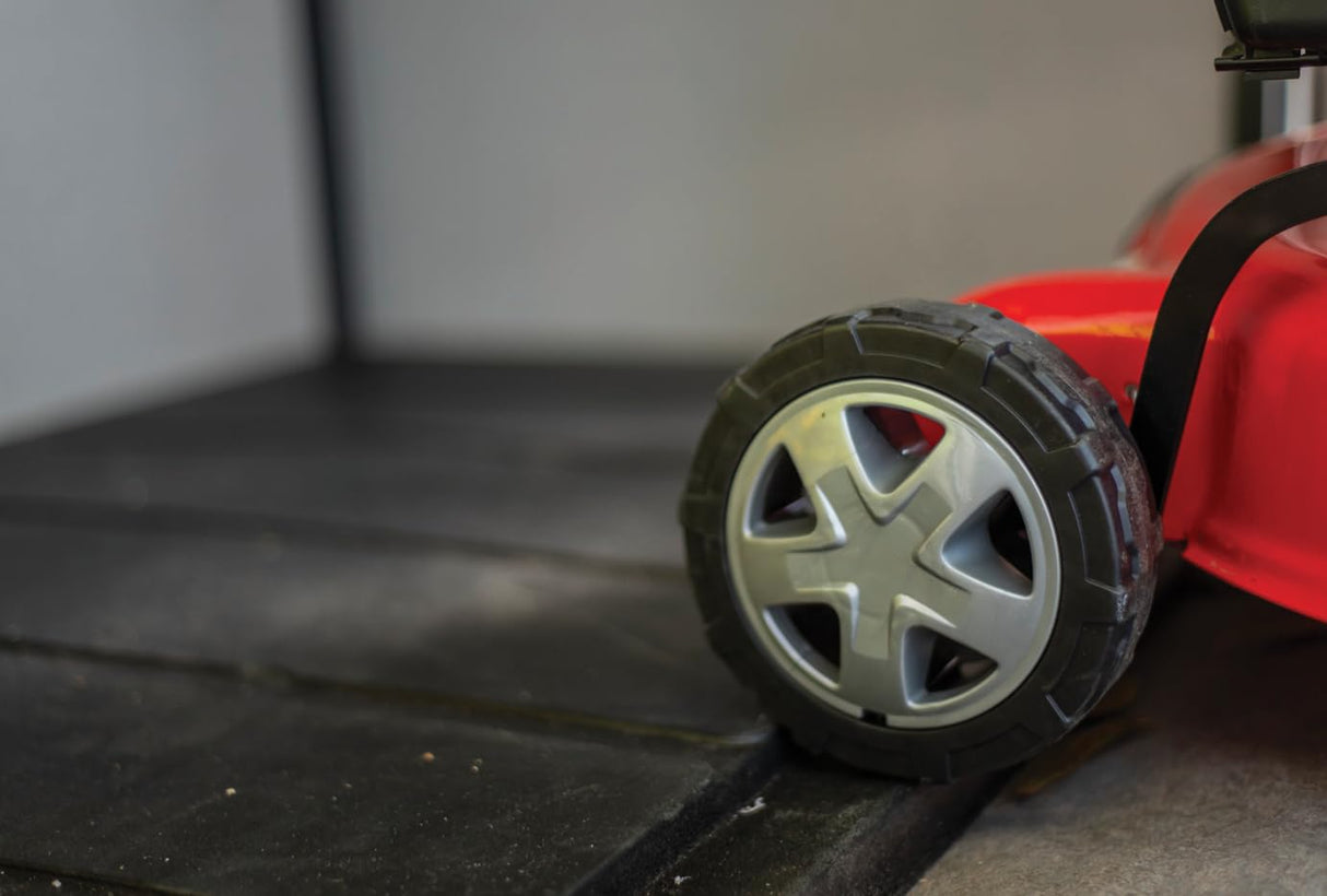 Keter Signature Collection All-Weather Storage Shed with Skylight, Window, Built-in Ventilation, Customizable Walls, & Lockable Double Doors, Walnut Keter