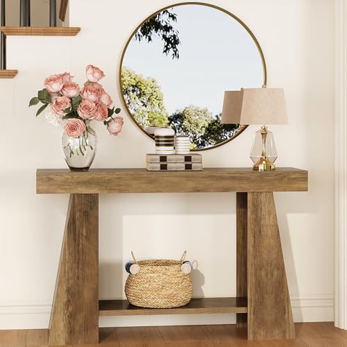 Tohomeor 47.24" Farmhouse Entryway Console Table, Narrow Sofa Table Behind Couch, Wooden Rectangular Entry Table with Storage Shelves for Entrance, Hallway, Living Room, Foyer Tohomeor