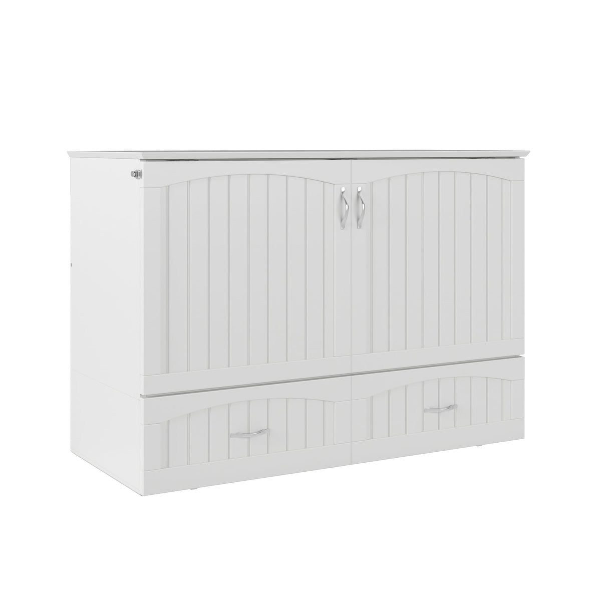 AFI, Southampton Murphy Bed Chest Full with 6" Mattress, Built-in USB Charger & Storage Drawer, White AFI