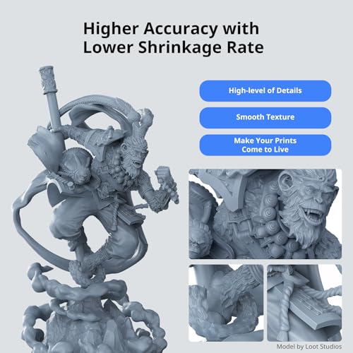 ANYCUBIC ABS-Like Resin 3.0, Upgraded 14K 3D Printer Resin with Enhanced Strength and Toughness, High Precision, Low Odor, Wide Compatibility for All LCD Resin 3D Printers (Grey, 1kg)