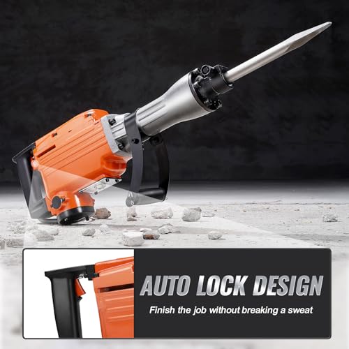 VEVOR Demolition Jack Hammer, MAX 2200W Electric Jackhammer Heavy Duty, 1350 BPM Concrete Breaker, 6pcs Chisels Bit Chipping with Case VEVOR