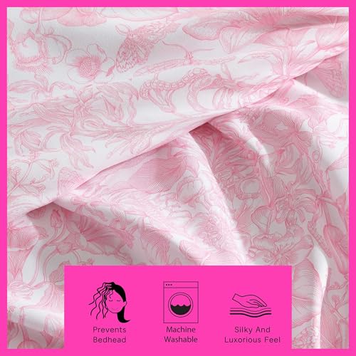 Betsey Johnson - Twin Size Sheet Set, Ultra-Soft Bedding with Smooth & Silky Feel, Deep Pockets, Bed Sheets with Matching Fitted Sheet & Pillowcases (Fairytale Floral Pink) Betsey Johnson